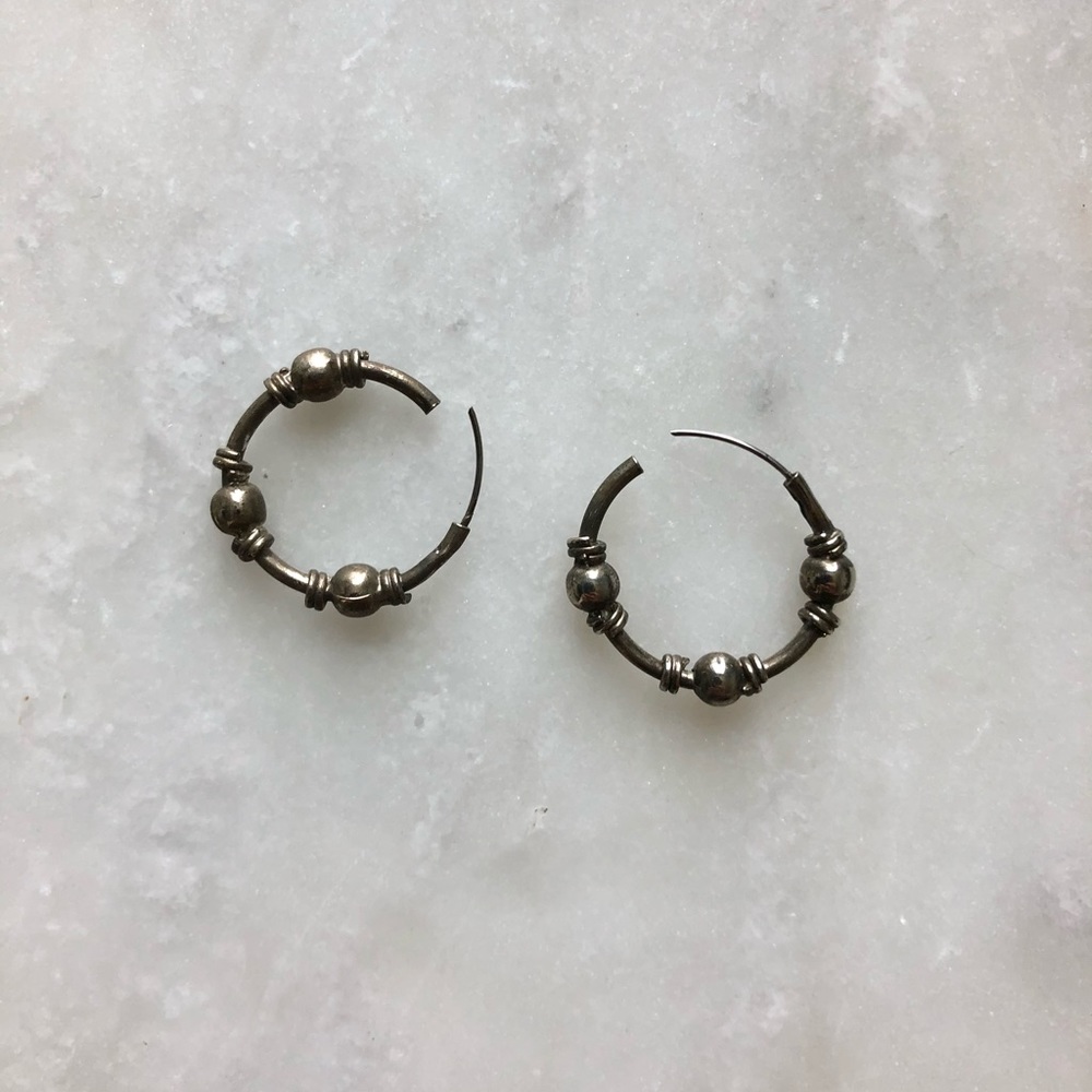 Vintage Dark Silver Color Ornate Earrings